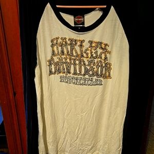 Harley-Davidson White and Black Graphic Long Sleeve T-Shirt